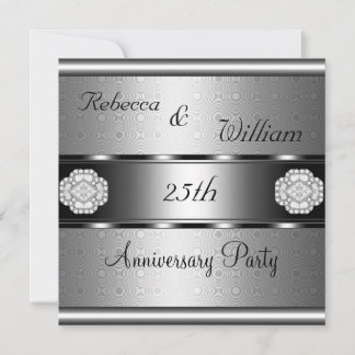 Anniversary 25th Elegant Roll Silver Party Invitation