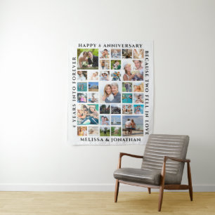 Anniversary 33 Photo Collage Party Backdrop Tapestry