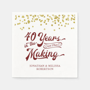 Anniversary 40 YEARS IN THE MAKING Gold Confetti Napkin