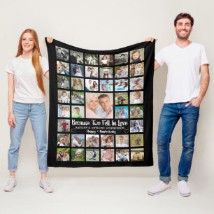 Anniversary 41 Photo Collage Custom Text and Colou Fleece Blanket