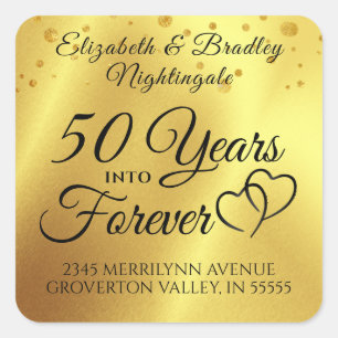 Anniversary 50 YEARS INTO FOREVER Return Address Square Sticker
