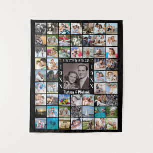 Anniversary 55 Photo Collage Memories Backdrop Tapestry