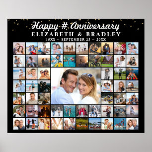 Anniversary 59 Photo Collage Confetti Personalized Poster