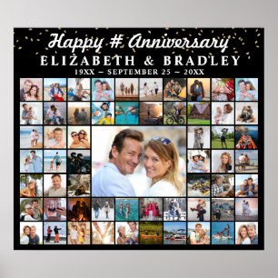 Anniversary 59 Photo Collage Confetti Personalized Poster