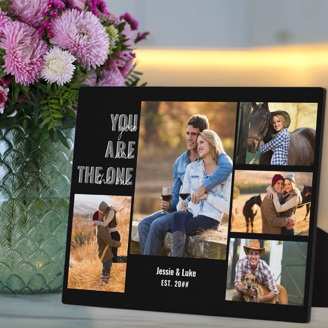 Anniversary 5 Photo Collage You are the One  Black Plaque (Creator Uploaded)