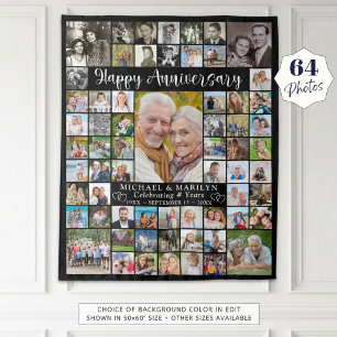 Anniversary 64 Photo Collage Your Colour Tapestry
