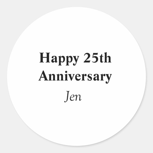 Anniversary add your name text image editable  inv classic round sticker (Front)