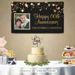 Anniversary | ANY Year | Black & Gold Photo Banner<br><div class="desc">Honour the couple and welcome your party guests with this black and gold themed banner with gold stars ideal for celebrating ANY year wedding anniversary. The design allows you to personalize it with their names and the number of their anniversary year. BANNER OPTIONS: The sample is shown in the 3x5'...</div>