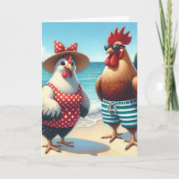Anniversary Beach Chickens Wearing Swimsuits