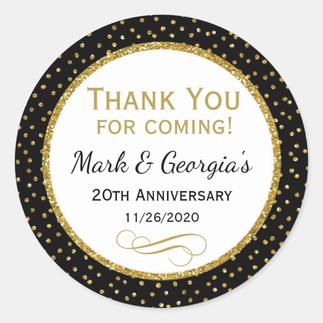 Anniversary Black Gold Thank You Favour Tags (Front)