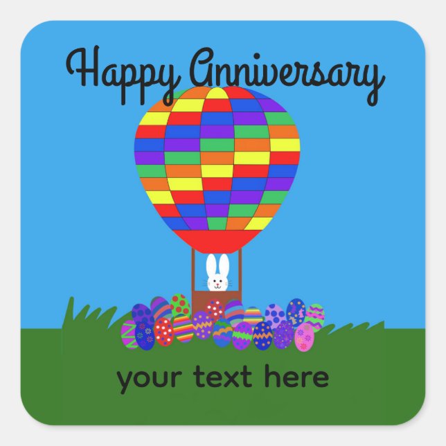 Anniversary Bunny Hot Air Balloon #2 Stickers (Front)