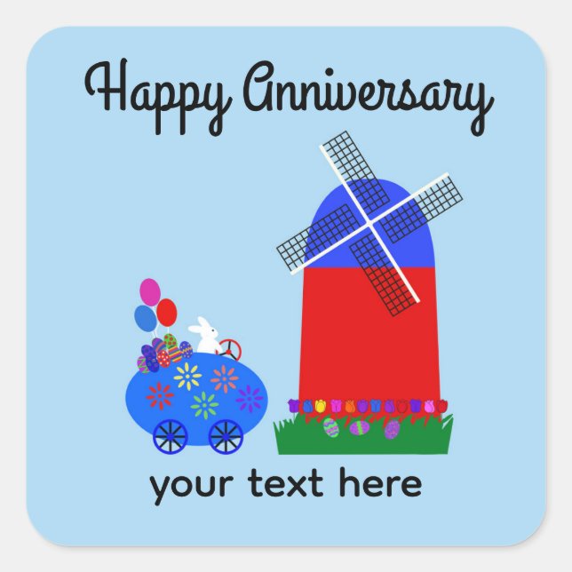 Anniversary Bunny Riding Egg Car #4 Stickers (Front)