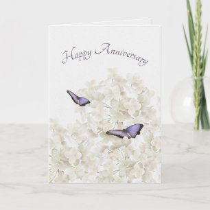 Anniversary Butterflies on White Hydrangea Card