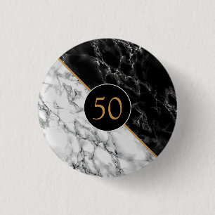 Anniversary Button with Black White Marble