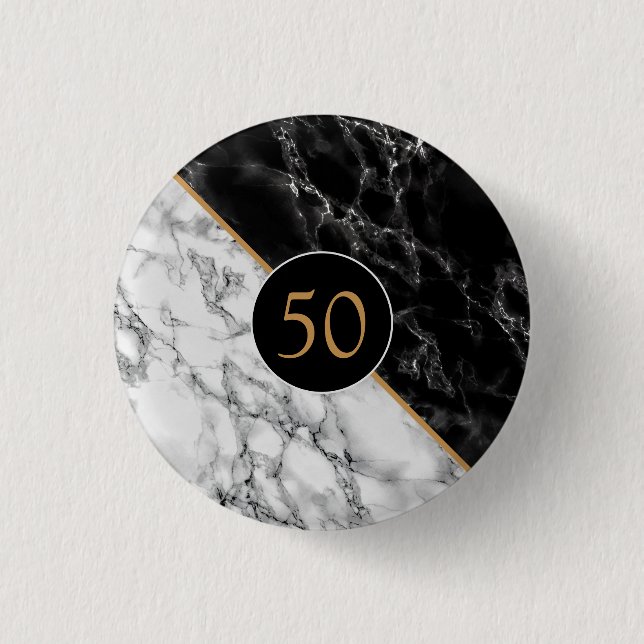 Anniversary Button with Black White Marble (Front)