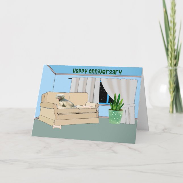 Anniversary Card from Pet Dog in Room (Front)