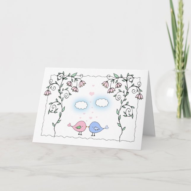 Anniversary Card Simple and Cute Birds (Front)