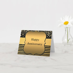 Anniversary Card with Black Gold Glitter Sparkly