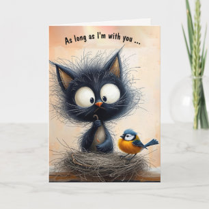 Anniversary Cat and Bird Card