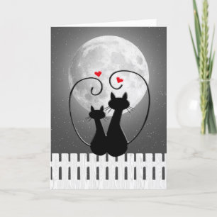 Anniversary Cats With Hearts On Fence Card