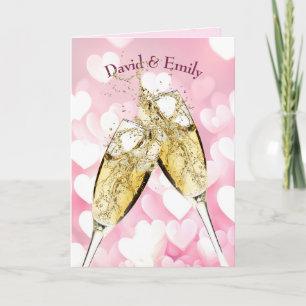 Anniversary Champagne Toast On Hearts Card
