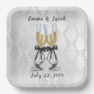 Anniversary Champagne Toast   Paper Plate