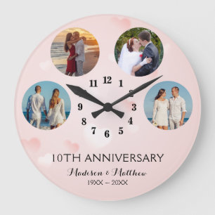 Anniversary Collage Photo Large Clock