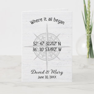 Anniversary Compass GPS Coordinates  Card