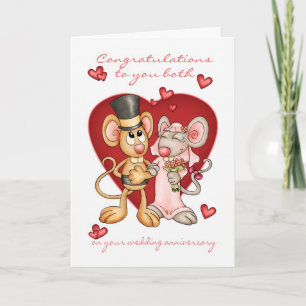 anniversary congratulations to you both - cute mic card