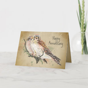 Anniversary Couple Kestrel Falcon Wildlife Bird  Card