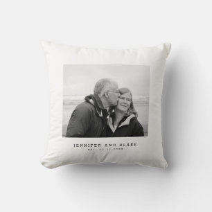 Anniversary Couple Photo Wedding Date Throw Pillow