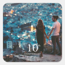 Anniversary custom photo wedding chic white font