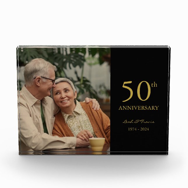 Anniversary custom photo wedding modern black gold (Front)