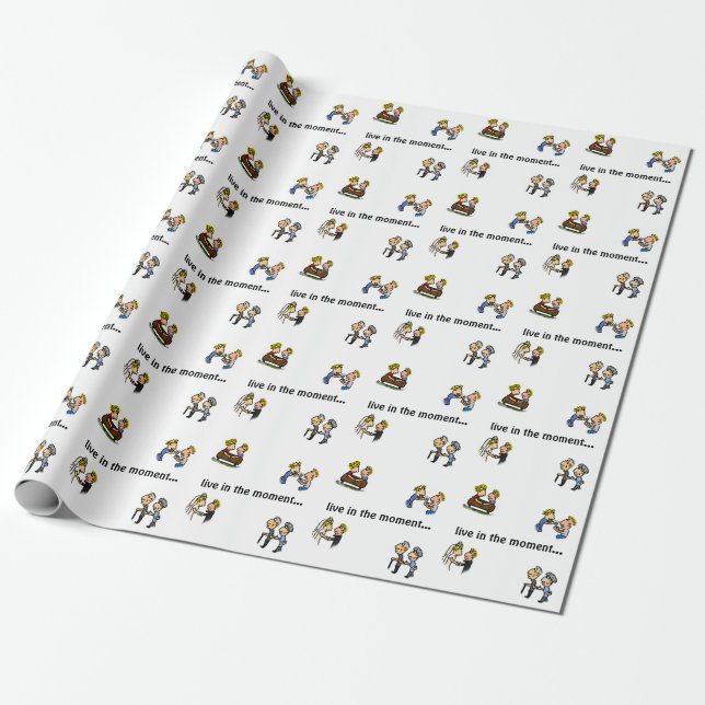 Anniversary Cute Couple 🎉 Aging Together Cartoon Wrapping Paper (Unrolled)