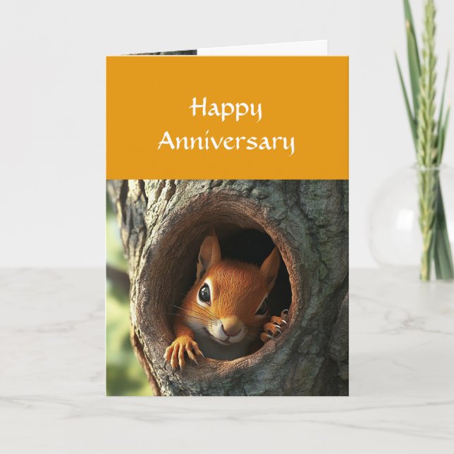 Anniversary Cute Fun Nuts About You Squirrel Card (Front)