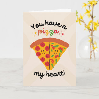 Anniversary Cute Pizza Illustration Card