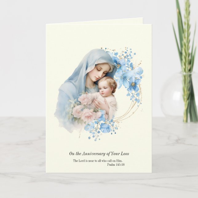 Anniversary Death Loss Jesus and Mary  Card (Front)