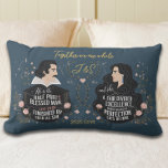 Anniversary Elegant Monogram Fairytale Quote Lumbar Pillow<br><div class="desc">Celebrate love and unity with this romantic personalized throw pillow, inspired by Shakespeare’s timeless words. The design features elegant, illustrated portraits of a man and a woman, surrounded by delicate floral vines that intertwine to symbolize connection and harmony. At the centre of the pillow, the heartfelt phrase “Together we are...</div>