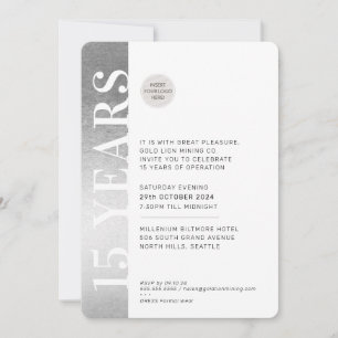 ANNIVERSARY EVENT modern minimal logo silver black Invitation