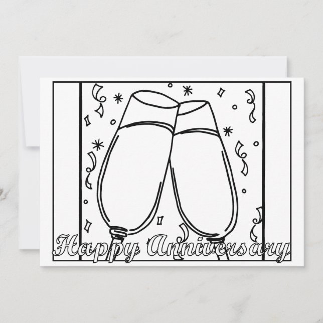 Anniversary Flat Greeting Card - Colour it In (Front)