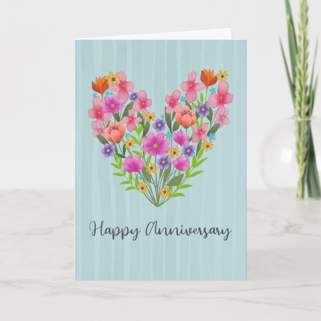 Anniversary Floral Heart Card (Front)