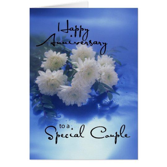 Anniversary Flowers on Blue Card