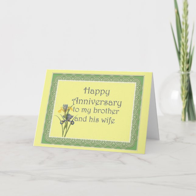 Anniversary for Brother and His Wife, Dutch Iris Card (Front)
