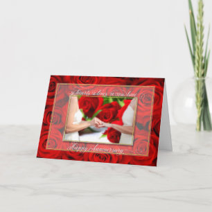 Anniversary for Lesbian Couple with Red Roses Card