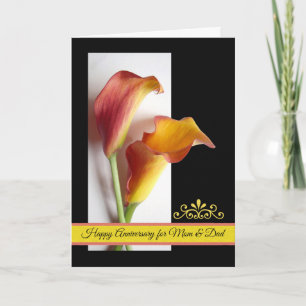 Anniversary for Mom and Dad, Pair of Calla Lilies Card