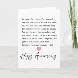Anniversary forgetful husband card