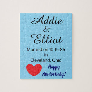 Anniversary Fun & Heart in Blue:   Jigsaw Puzzle