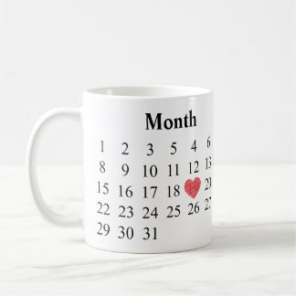 Anniversary Gift - Calendar & Engraved Rings Coffee Mug