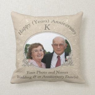 Anniversary Gift Ideas with PHOTO and YOUR TEXT Throw Pillow