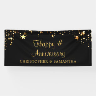 Anniversary Gold Stars Your Text and Colour Banner